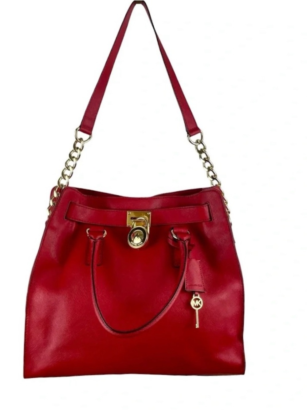 Michael Kors Large Hamilton Red Saffiano Leather Satchel/Crossbody NWOT - Picture 2 of 9